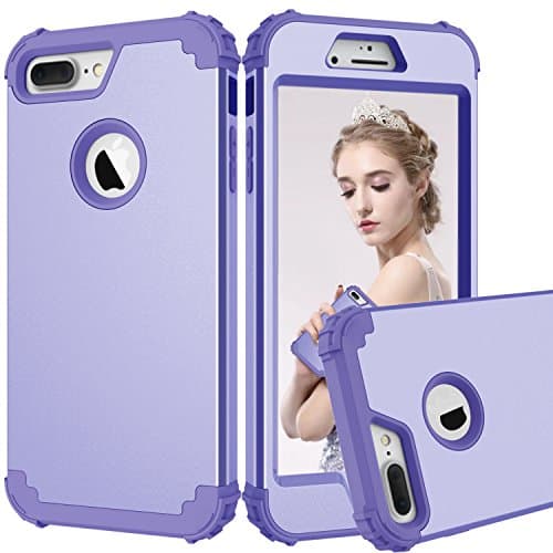 iPhone 7 plus Case, GPROVA 3 in 1 Hybrid Hard PC & Soft Silicone Heavy Duty Rugged Bumper Shockproof Skid-proof Anti-Scratch Full-Body Protective Case for iPhone 7 plus (Lavender)