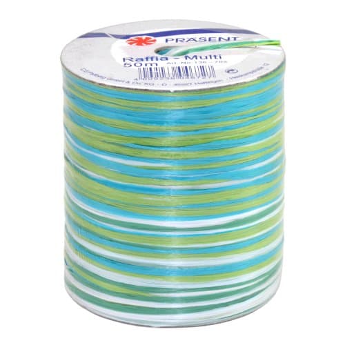 C.E. Pattberg Raffia Multicolour Green-Blue-White, 55 Yards Wrapping Presents, 5-Strand Ribbon for Gifts, Accessories for Decorating and Handicrafts, for Every Occasion, Turquoise, 50 Meter Spool