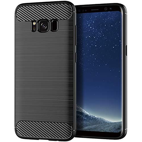 TNSO Case Compatible with Samsung Galaxy S8 Plus case with Carbon Fiber Brushed Silicone (Black)