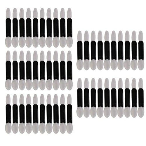 SaiDeng 50pcs Disposable Double Ended Brush EyeShadow Applicator Tools Black