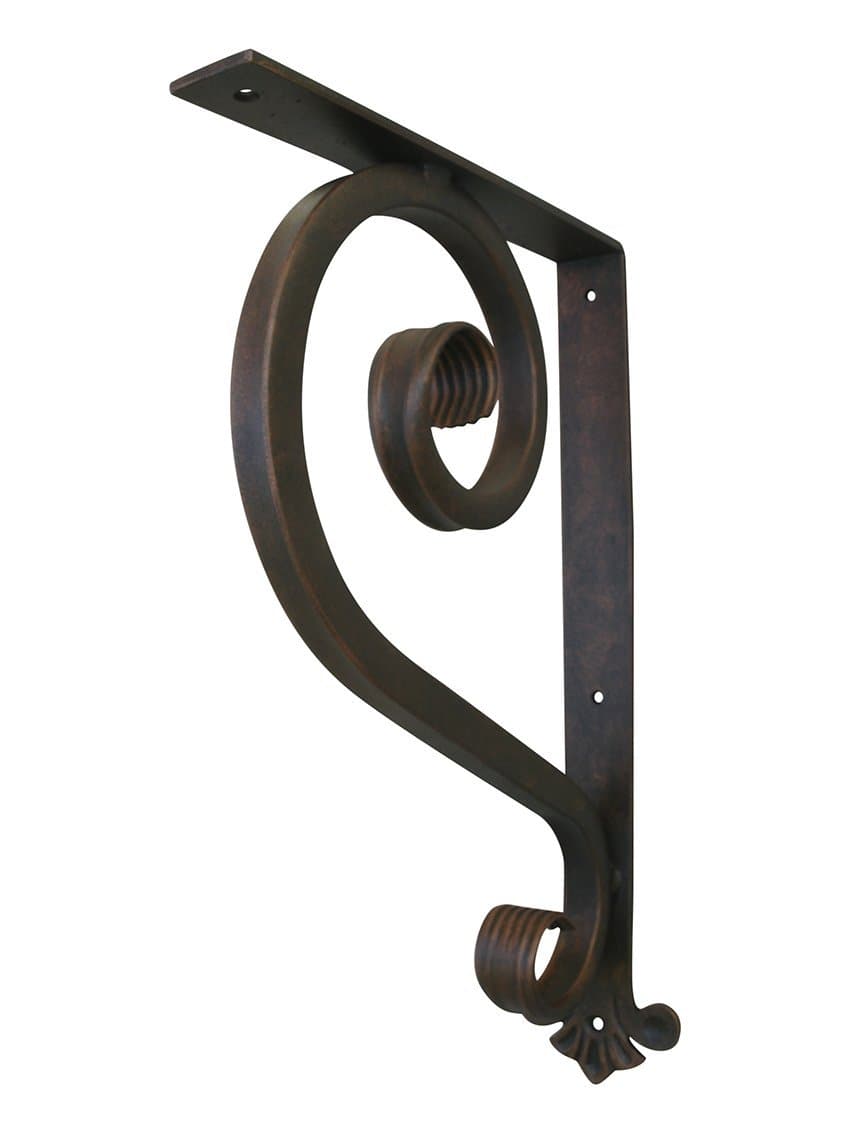 Shoreline Large Wrought Iron Support Bracket- Unique Heavy Duty Decorative Angle Support 11”X 22”-Antique Iron Patina
