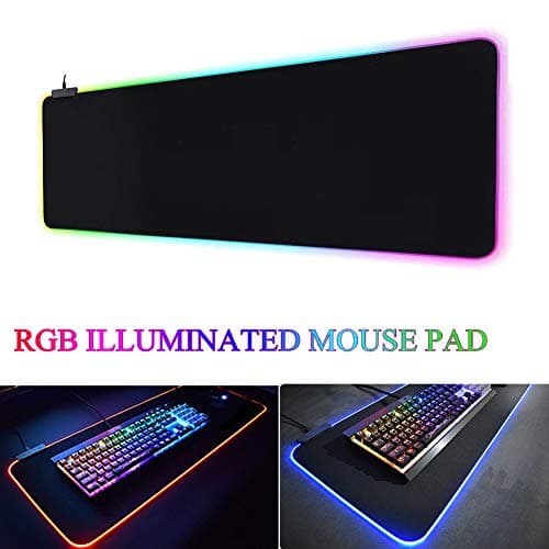 Gaming Mouse Pad,RGB Mouse Pad Extend Large Gaming Keyboard Mat USB Gaming Desk Mat with Led Lighting Non-Slip Rubber Base for Gamer Alien LOL Game Computer Keyboard 3513inch
