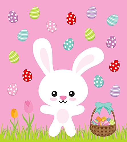 Bunny on Pink Design, Fabric Panel Printed on Organic Knit, 15 Inches Wide X 19 Inches High (2 Panels)