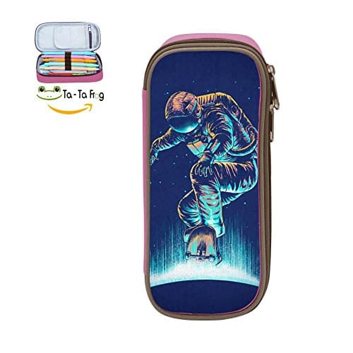 Outer Space Astronauts Multicolor pen bag,Pencil case Teens pen container,Double zipper student stationery girl's durable large volume bag of makeup bag