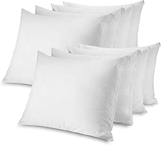 CirclesHome Pillow Protectors 8 Pack King Zippered - 100% Cotton Breathable Pillowcases - Protects Pillows from Dirt, Dust and Debris (King - Set of 8 - 20x36)