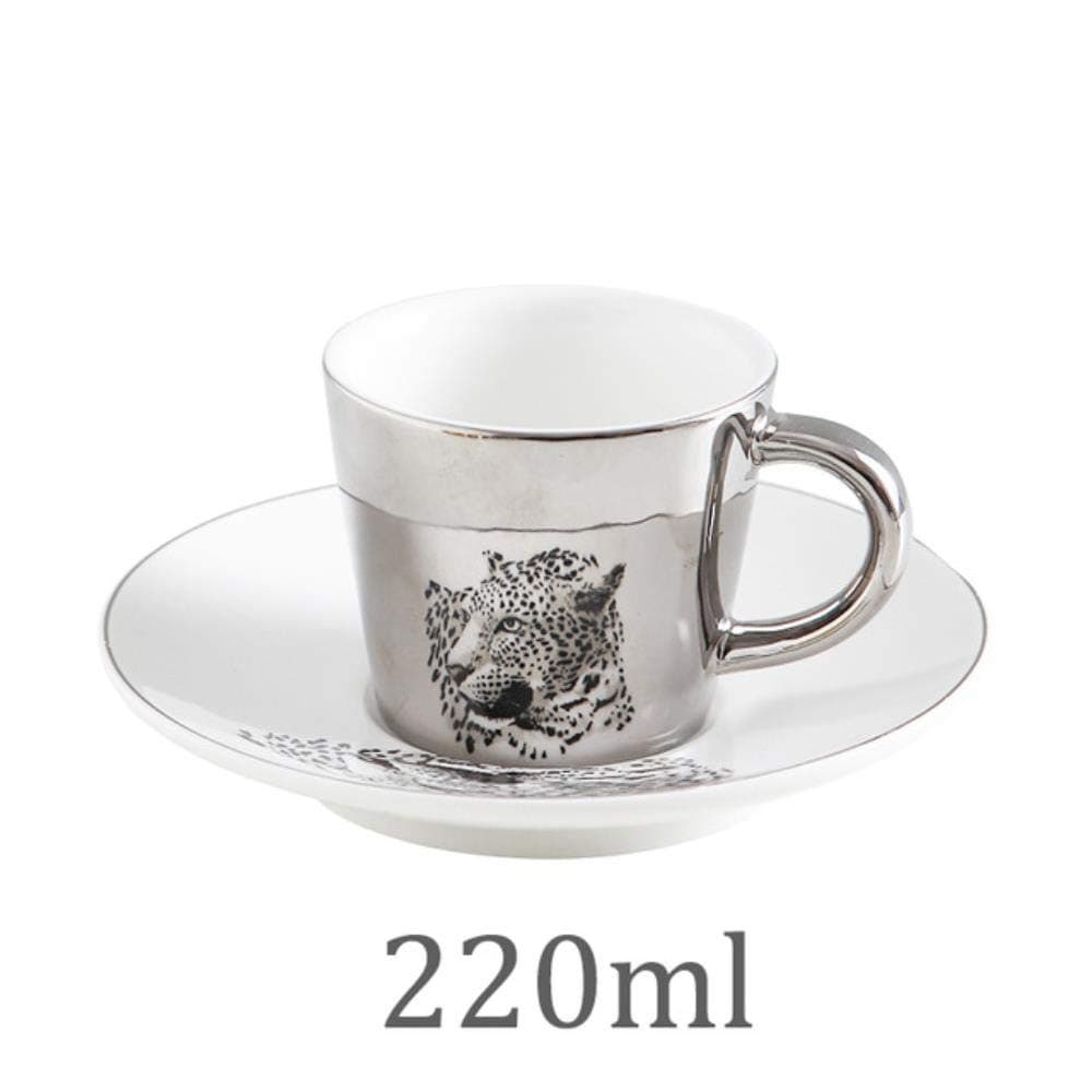 Mug Cup Coffee Gift Creative Leopard Anamorphic Cup Mirror Reflection Cup Zebra Mug Luycho Coffee Tea Set with Coaster 90Ml-220Ml,220Ml