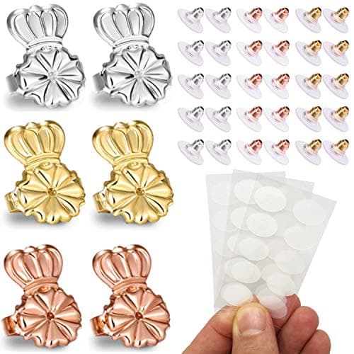 Original Magic Earring Lifters Adjustable Earring Lifts Earring Backs Bullets and Patches (3 Pairs Lifters/30 pcs Bullets/30 pcs Patches) (3 Pairs Lifters / 30 pcs Bullets / 30 pcs Patches)