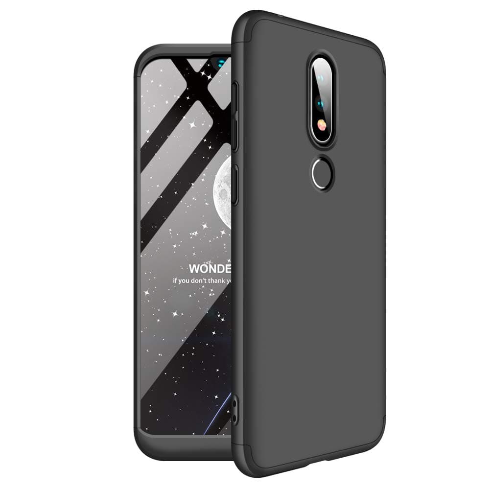 TiHen Case Nokia 6.1Plus 360 Degrees protective Cover + tempered glass film, 3 in1 Full Body protection Bumper hard phone Case Ultra-thin Skin Case,for Nokia 6.1Plus (Black)