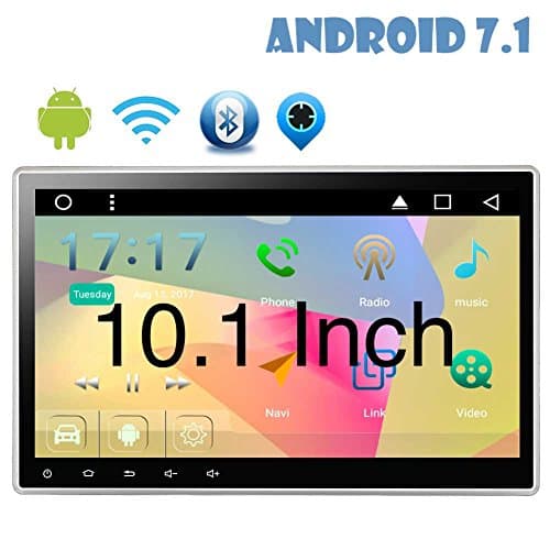 10.1?¡À Latest Android 7.1 Quad Core Double Din Car Stereo 2G 16G GPS Navigation In Dash Car DVD Player with Bluetooth WIFI 4G Capacitive Touchscreen Support AM/FM Reverse Camera Subwoofer