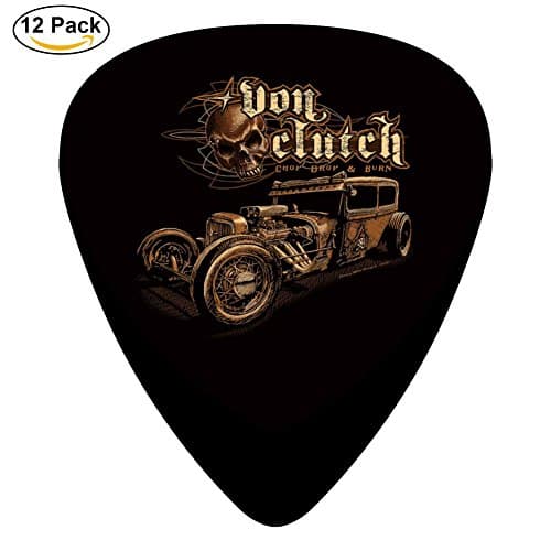 Von Clutch Celluloid Guitar Picks 12 Pack Includes Thin,Medium,Heavy Gauges For Electric Acoustic Guitar