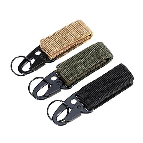 3 Pack - Tactical D Ring Backpack Belt Carabiner Clips for Hiking Camping EDC (Olive/Black/Sand)