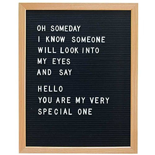 16" x 20" Changeable Black Letter Board Set w/ 290 PC Letters + Numbers: Black Felt w/ Oak Wood Frame