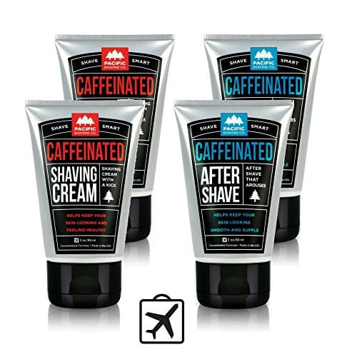 Caffeinated Shaving Set 4 Pieces - Caffeinated Shaving Cream, 2 Units | Caffeinated Aftershave, 2 Units