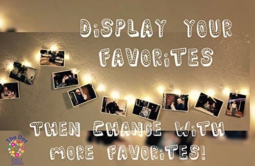 LED Photo Clip - clear, white light string decor with 20 clear clothespins for hanging pictures or memories - powered by battery or USB to decorate bedrooms, dorm rooms and more for any party or season