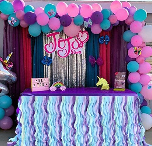 Curly Willow Ruffle Table Skirt for Rectangle Round Table Wedding Baby Shower Birthday Party Decorations (Mermaid, L108in×H30in)