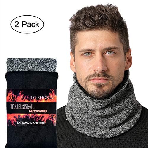 Lo Shokim Harsh Winter Double-Layer Soft Fleece Lined Thick Knit Neck Warmer Circle Scarf Windproof
