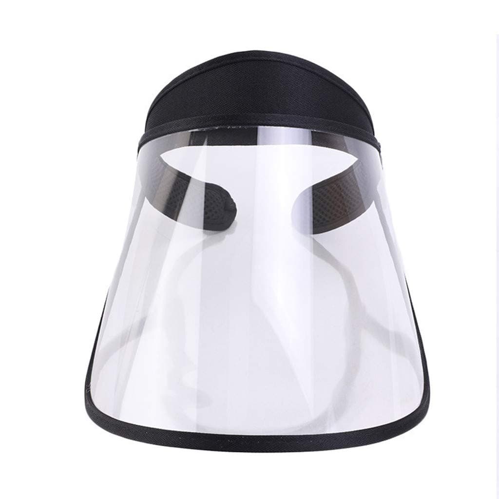 ErYao Face Plastic Visor for Hat, PVC Safety Face Shield Fluid Resistant Full Face Shield Clear Use Visor Protection from Splash and Splatter (Black)