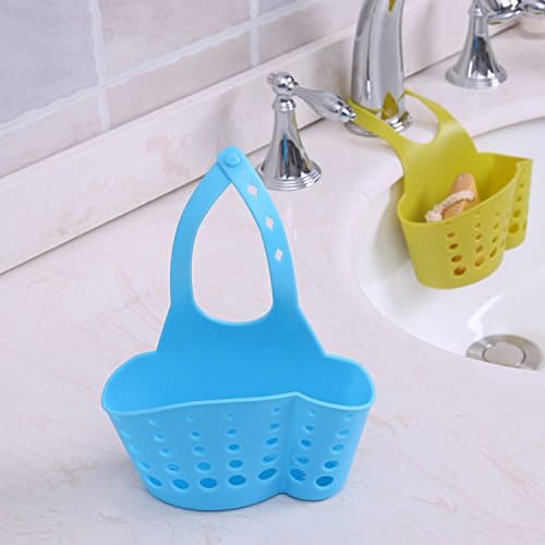 Sink Caddy Sponge Holder Soap Holder, Eunion 2 Pack Rubber Faucet Caddy-Blue&Green