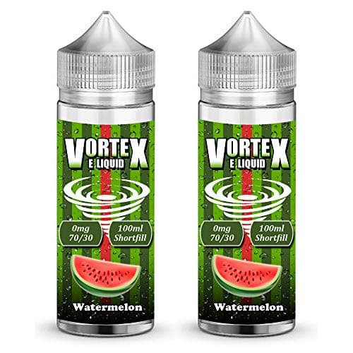 Twin Pack - 2X 100ml Watermelon Shortfill E Liquid 70/30 Vape Juice High VG Premium E-Liquids No Nicotine 0mg Short Fill Shortfilled eJuice Ecig Ecigarette E Cigarette Juice (VORTEX E LIQUID)