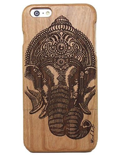 Laser Engraved "Tibetan Elephant" Pattern Unique Eco-Friendly 100% Hand-made Real Natural Wood Hard Shell Case for New iPhone 6 Plus (5.5" Screen) (Elephant GMWD-I6PA-1)