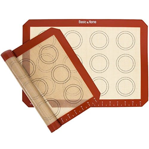 Basic &amp; Home Non-Stick Silicone Baking Mats with Measurements for Cookie sheets, 2 Pack