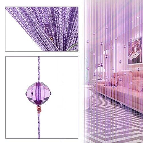 1pcs Decorative String Beads Curtain Wall Panel Fringe Room Door Window Shutters Divider Blind Jabots Panels Scarves Sheers Swags Tiers Valances (Light purple)