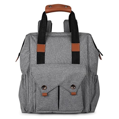 Baby Diaper Backpack - Durable Diaper Bag with Change Pad,Stroller Straps, Insulated Pockets, Light Weight, Gray