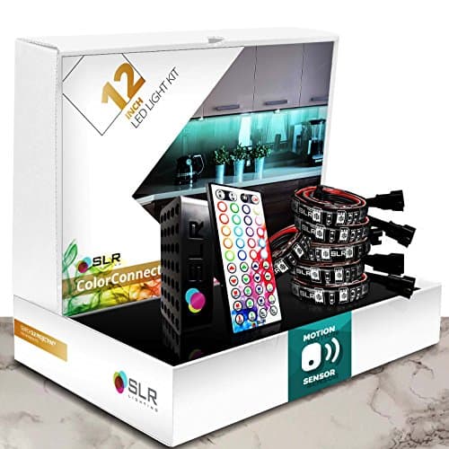 SLR Lighting™ 6pc Multi-Color [12-INCH LED STRIPS] Kitchen Lighting Glow Kit with Remote and Motion Sensor