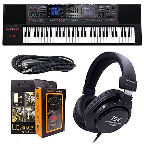 Roland PK E-A7 61 Key Expandable Arranger Keyboard + ISK HP2000 Headphone w/Free 3.5mm AUX Cable & Magnet Car Mount