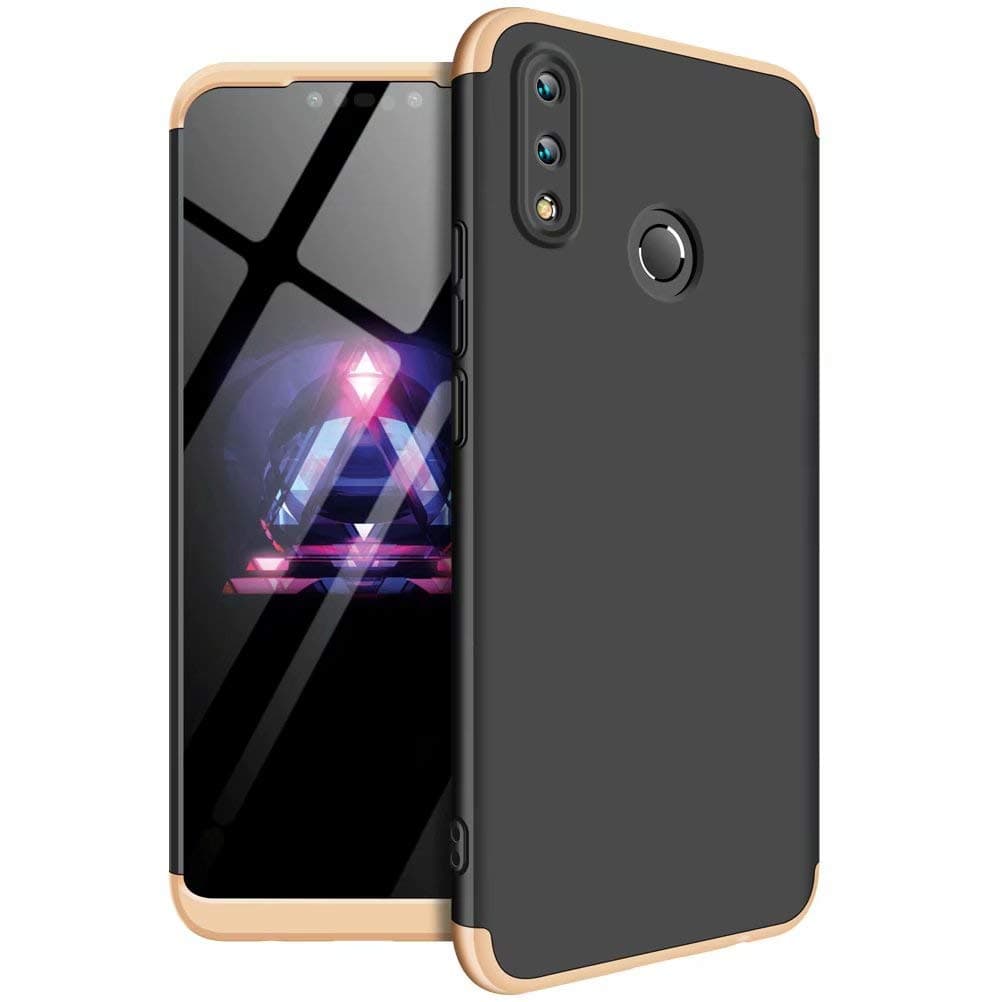 MISSDU replacement for Case Huawei Nova 3i/ P Smart + Case Ultra-Thin Case with [Tempered Glass Screen Protector] Simple Stylish Fully Protective Cover - black gold