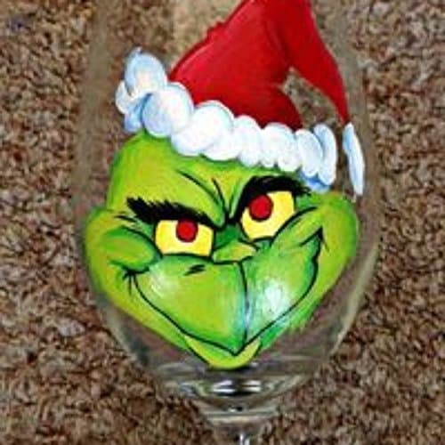 The Grinch Hand Painted Glass