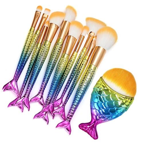 Makeup Brushes, Makeup Organizer, DRACLE Professional Foundation Eyebrow Eyebrow Blush Cosmetic Concealer Mermaid Brushes New Arrival (11 Pcs)