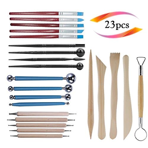 23pcs Clay Tools Pottery Ball Stylus Tools Dotting Sculpting Modeling Tools Ceramics Modeling Carving Sculpting Tool Set Modeling Embossing Set for Clay Sculpture Pottery Modeling