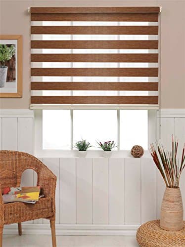 Roller Shade Blind For Window By PeakHut: Stylish Vertical Curtain In 3 Designs – Bamboo Zebra Roller Shade, Blackout Roller Shade And MatSun Roller Shade (31x72 Inch, Bamboo-V04)