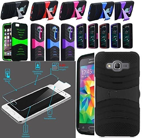 NP ARMOR Tempered GLASS Screen Protector + Phone Case For Samsung Galaxy Grand Prime / SM-G530H / G530 / G5308W / G530T / G530T1 / S920C / S920L (sBLACK/BLUE u/c)