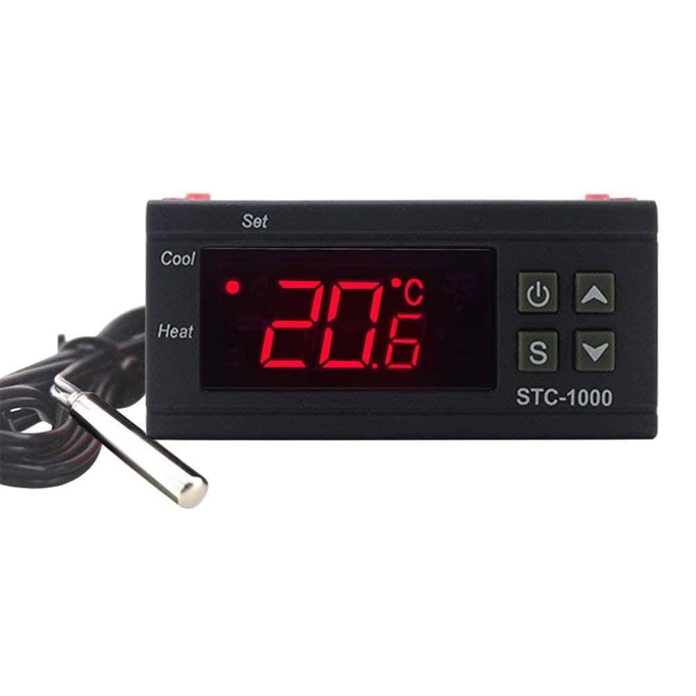 KETOTEK Digital Temperature Controllers Thermostat Sensor LED Display 24V Temperature Controllers Mini Size for Home PC Computer Reptiles Seedling Brewing Fermentation Heating Cooling (24V)