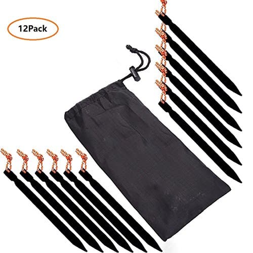 12-Pack 7'' Tent Stake, with Storage Bag and Reflective Cord, Emoh Heavy-duty Y Shape for Outdoor Camping Hiking