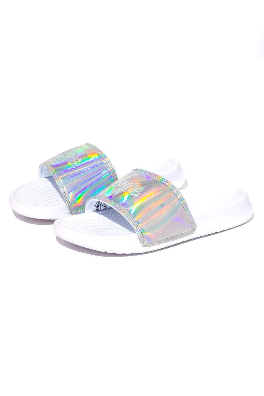 hype Silver Holographic Crest Sliders