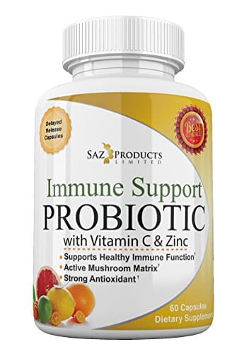 Immune System Support Enhanced with Probiotics Vitamin C Zinc Echinacea Astragalus Root &amp; Mushroom - Dr Formulated 60 Delayed Release Capsules