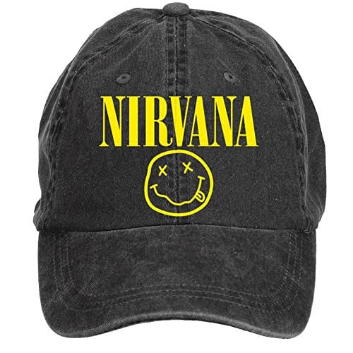 NDWOIJ Mens Nirvana Smiley Face Logo Flat Cap Black