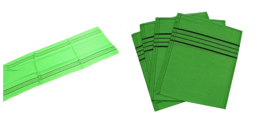 Top Quality Exfoliating Scrub Bath Mitten Combo 4PK & Long Towel (Pack of 5) Made in Korea