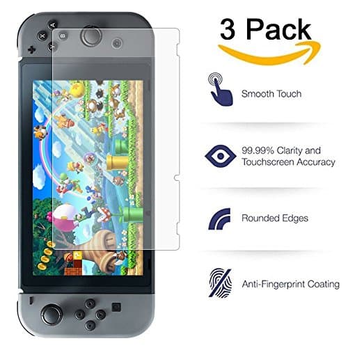 MinNi Nintendo Switch Screen Protector,Nano Ceramics Protector for Nintendo Switch Glass Screen - Top Quality Premium HD and Anti Fingerprint 2017 (Pack of 3)