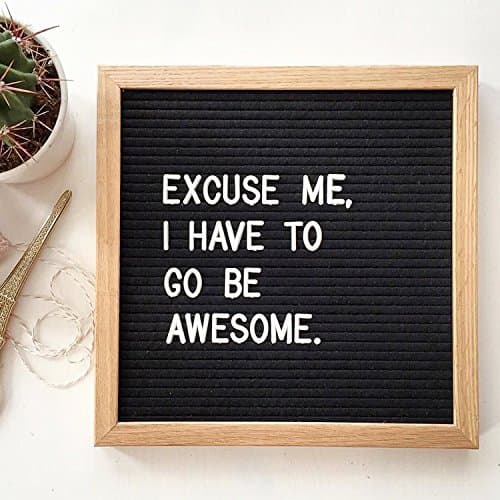Proper 10" x10" Felt Letter Board with Oak Frame | 340 Letters | Perfect for Quotes, Office, & Interior Decor (Black)