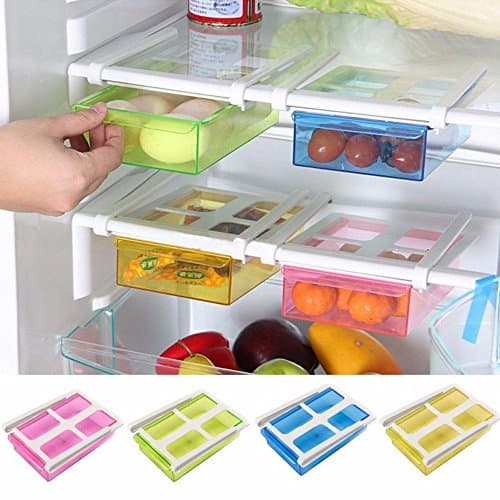 1pc Slide Kitchen Fridge Freezer Space Saver Organizer Refrigerator Storage Rack Shelf Holder Drawer (color Send By Random)