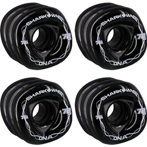 Shark Wheels DNA Solid Black/White Longboard Skateboard Wheels - 72mm 78a (Set of 4)