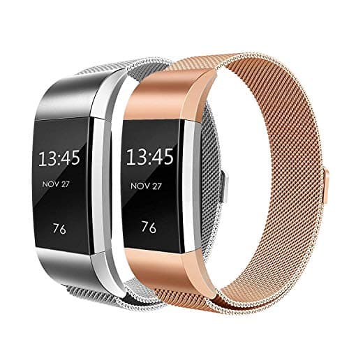 Goosehill Compatible Strap Bands replacement for Fitbit Charge 2, Milanese Stainless Steel Adjustable Replacement Accessories Bracelet Strap with Magnetic Metal Lock compatible for Fitbit Charge 2
