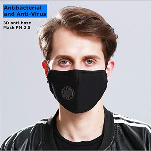 2 Pack/5 Pack Cotton Mascara Washable with Breathing Insert, Cloth Mascara for for Gérms Coroná Virùs Coronávirus Flù protection,Replaceable Activated Carbon Filter, Unisex (5 Pcs, Blue)