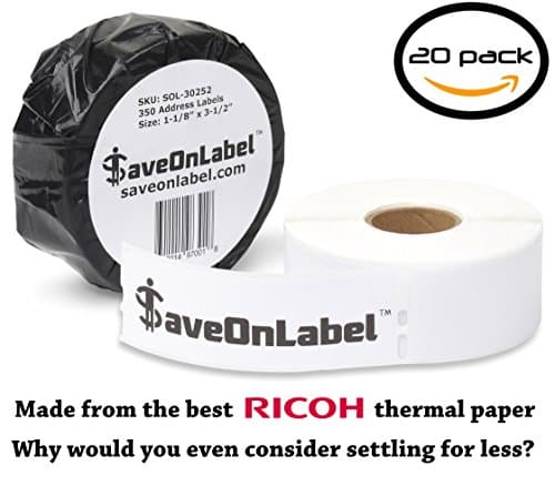 SaveOnLabel DYMO 30252 Compatible(1-1/8" x 3-1/2") Address Labels, BPA Free, Strong Adhesive, Resistant To Scratches And Smudges, Compatible With Dymo 450, 450 Turbo, 4XL And Many More (20 Rolls)