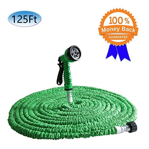 Garden Hose,125ft Expanding Garden Hose Pipe with 7 Function Spray Gun and Garden Tap Connector (Green)