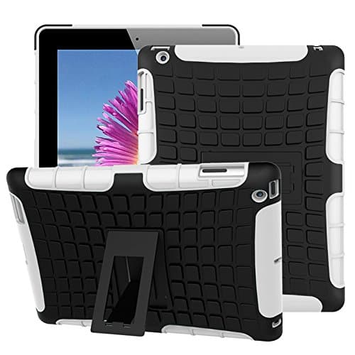 iPad 2 Case,iPad 3 Case,iPad 4 Case, TOODAY Ultra Premium Slim Hybrid Heavy Duty Armor Protection Cover Anti Slip Kids Friendly Shockproof Silicone Protective Cover for Apple iPad 2/3/4 (White)